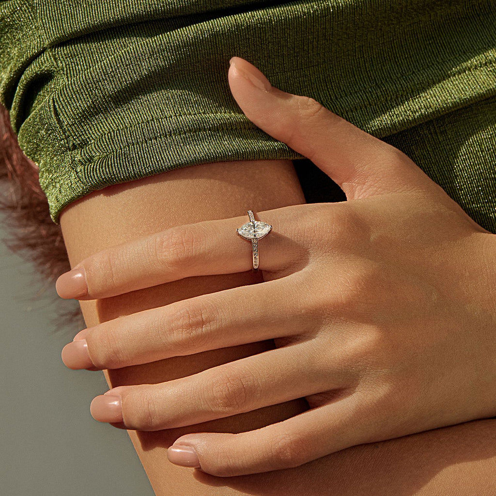 925 Sterling Silver 1ct Marquise Cut Moissanite Ring 110200049