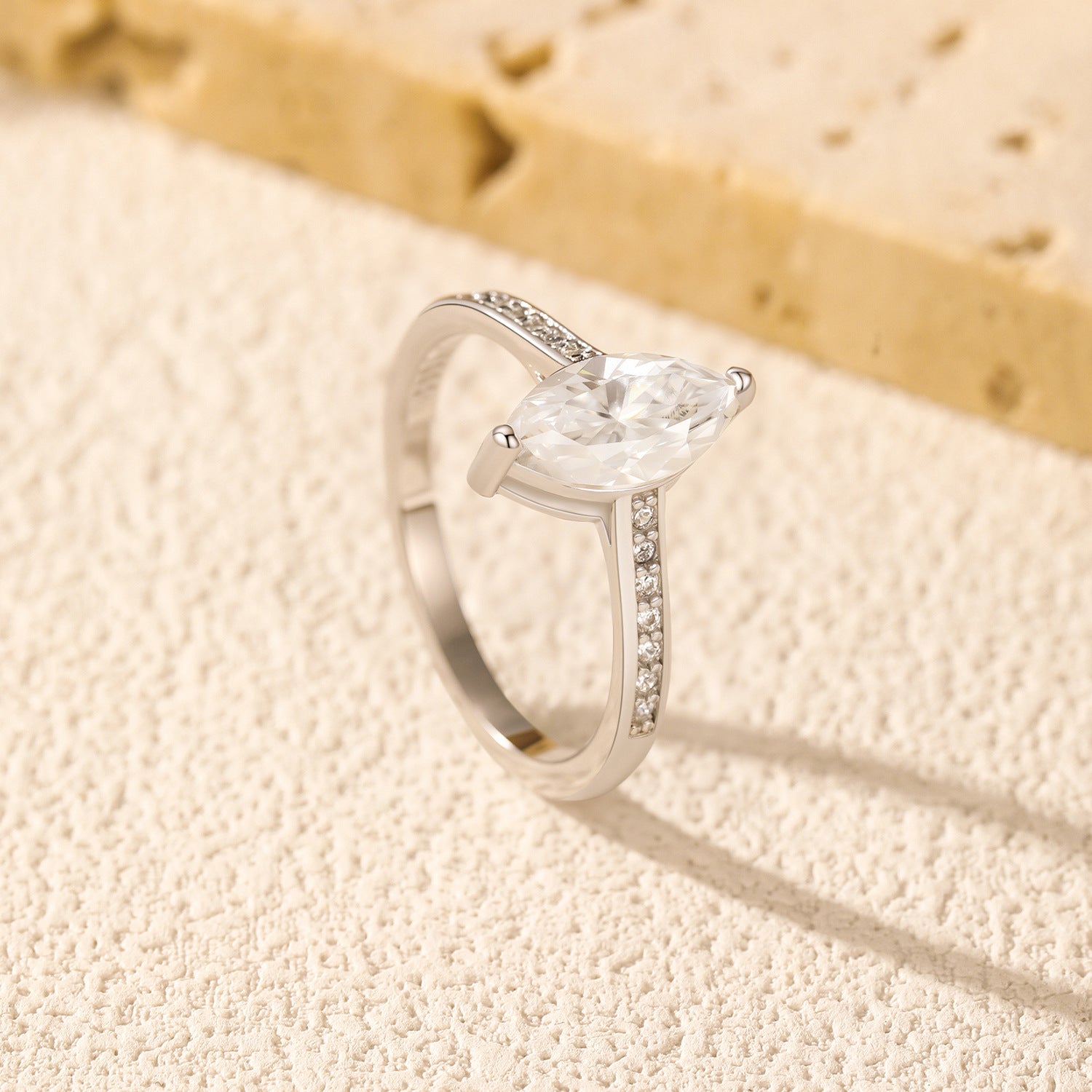 925 Sterling Silver 1ct Marquise Cut Moissanite Ring 110200049