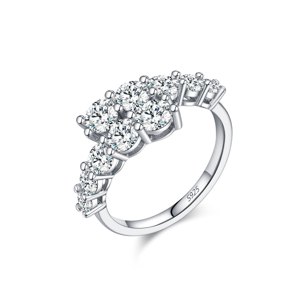 925 Sterling Silver Multi-Stone Moissanite Cluster Stacking Ring 110200050