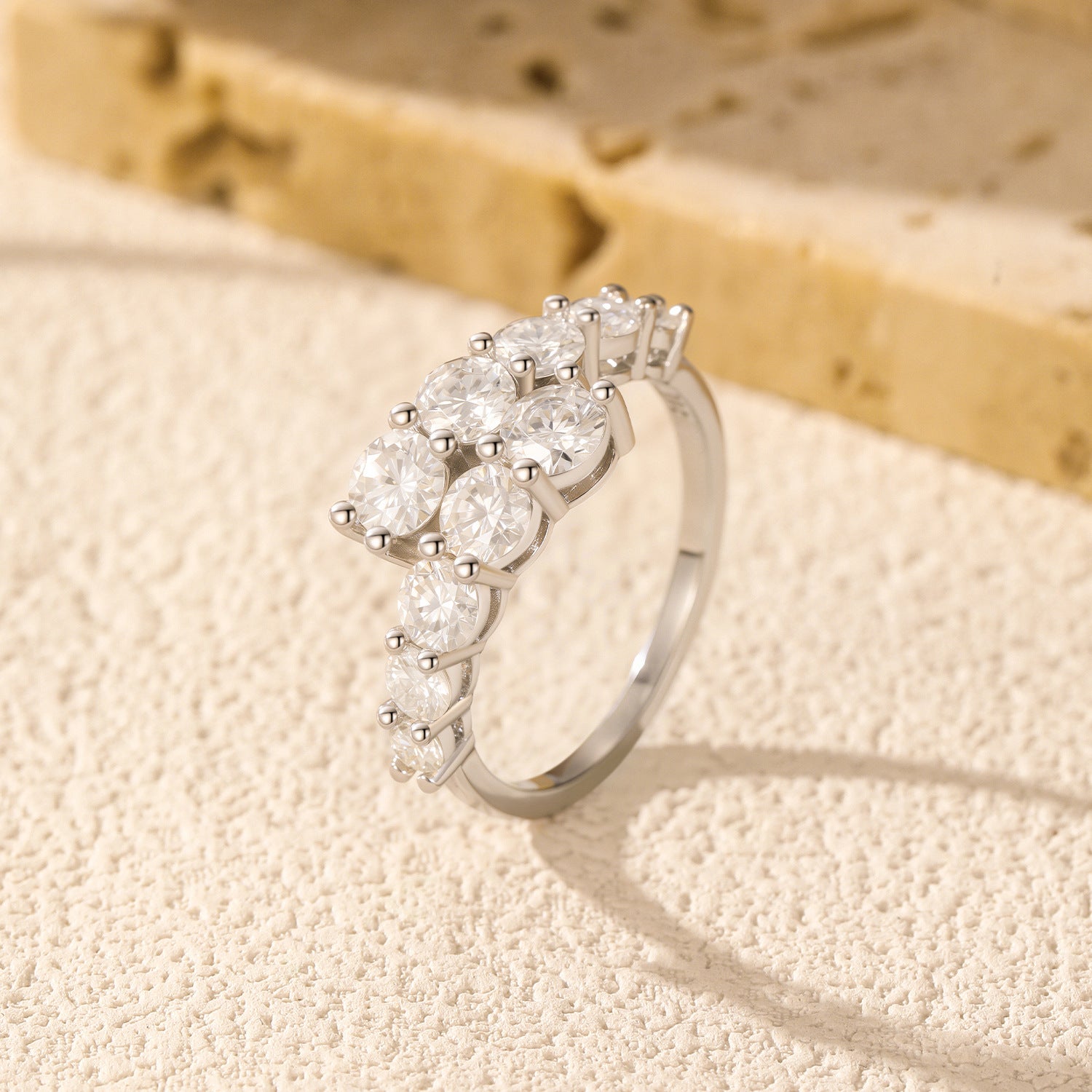 925 Sterling Silver Multi-Stone Moissanite Cluster Stacking Ring 110200050