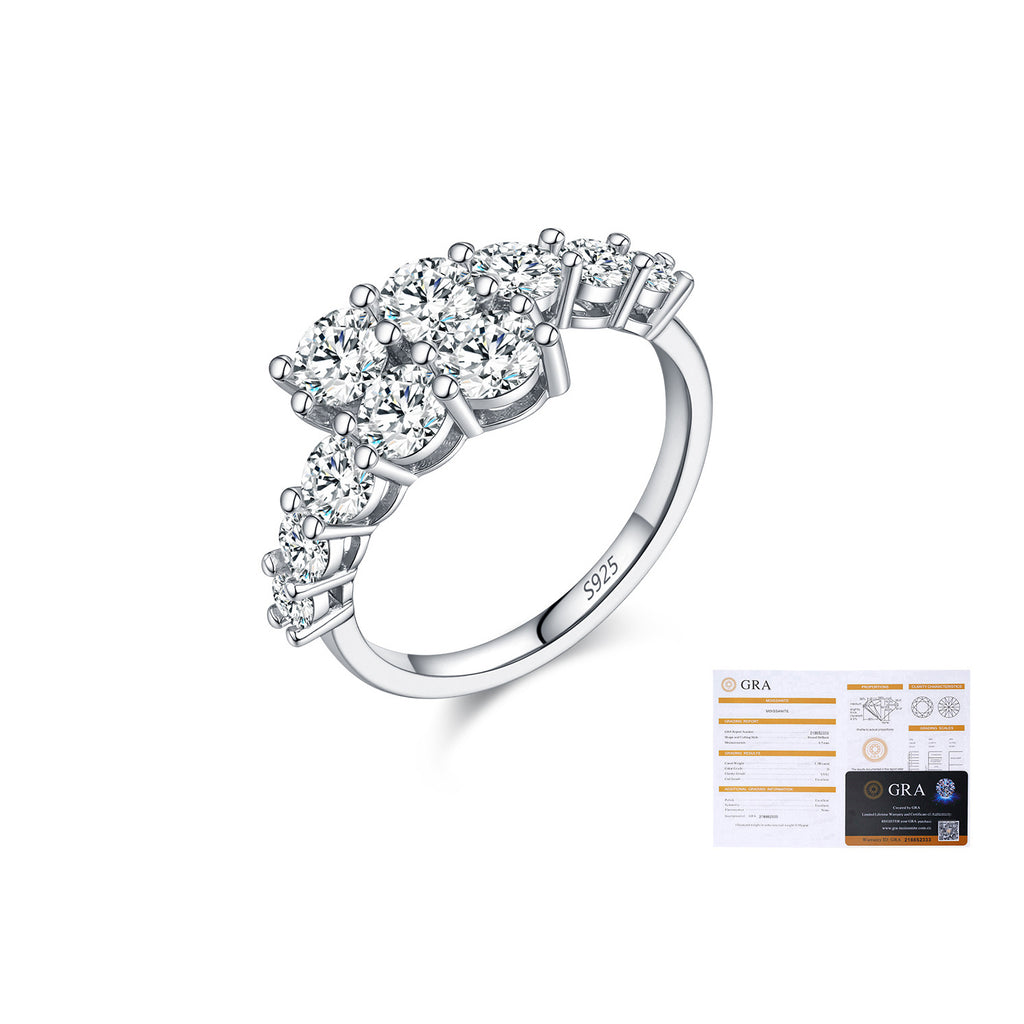 925 Sterling Silver Multi-Stone Moissanite Cluster Stacking Ring 110200050