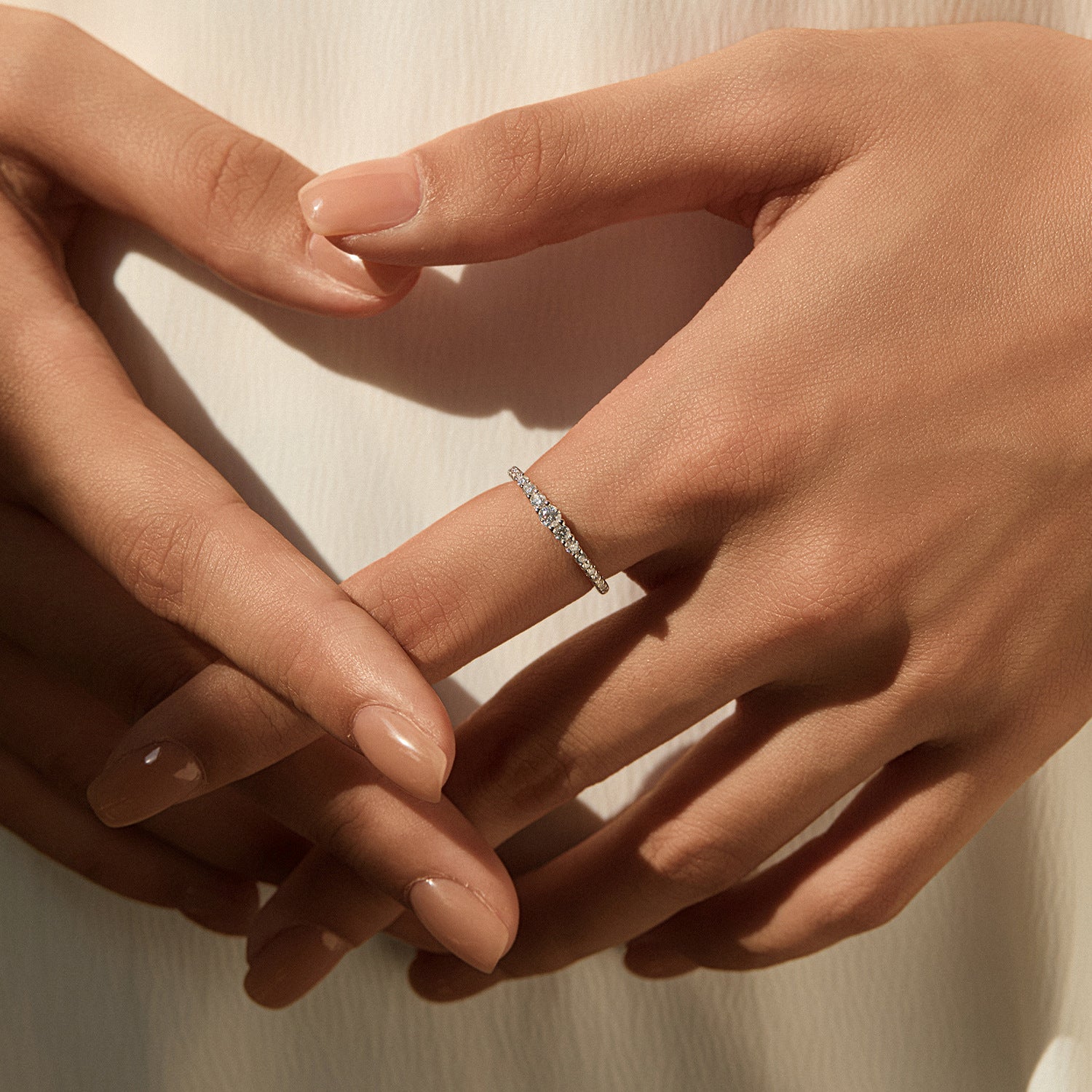 925 Sterling Silver Graduated Moissanite Half-Eternity Band Ring 110200051