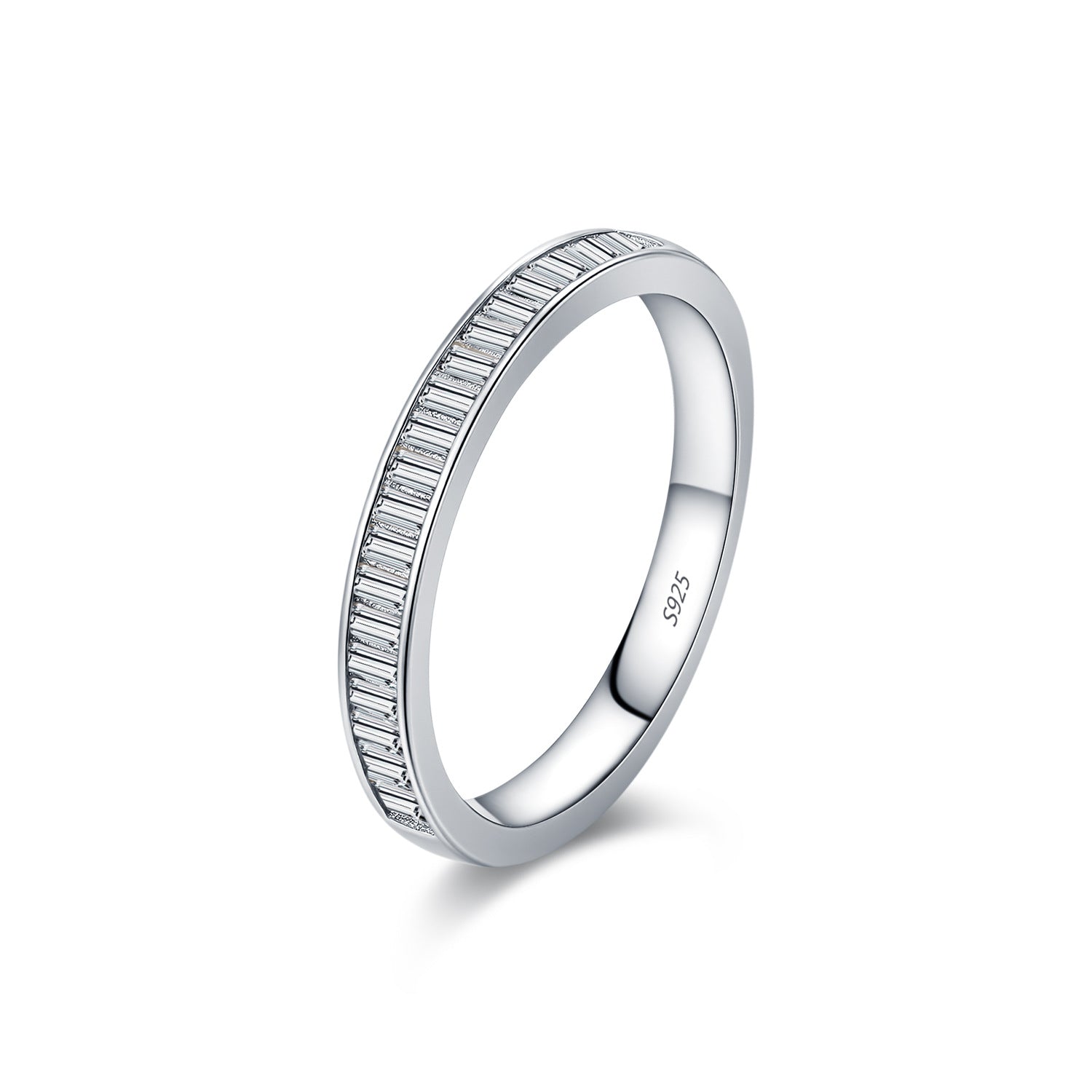 925 Sterling Silver Moissanite Channel Set Eternity Band Ring110200052