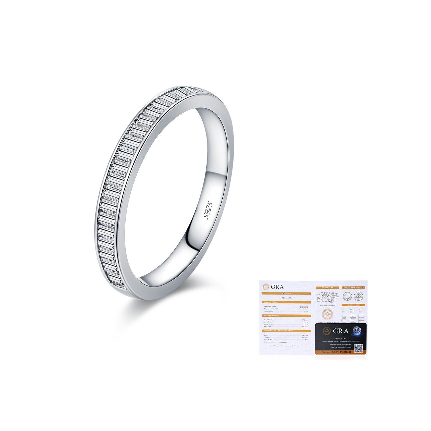 925 Sterling Silver Moissanite Channel Set Eternity Band Ring110200052