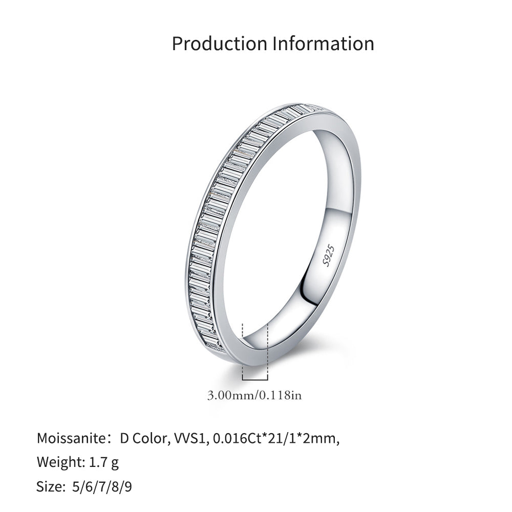 925 Sterling Silver Graduated Moissanite Half-Eternity Band Ring 110200051