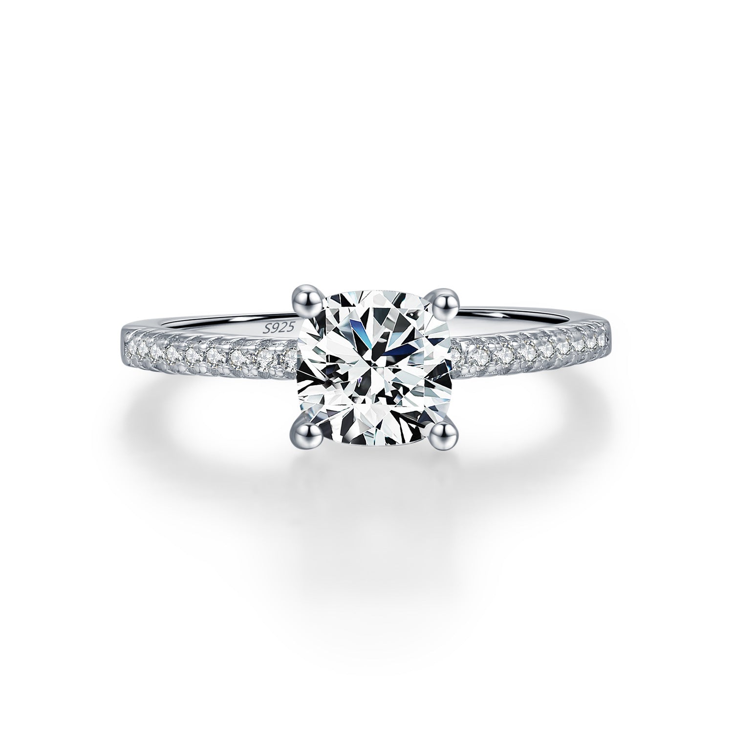 925 Sterling Silver 1ct Moissanite Pavé Engagement Ring 110200053
