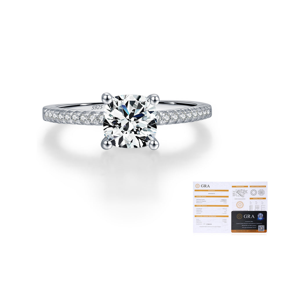 925 Sterling Silver 1ct Moissanite Pavé Engagement Ring 110200053