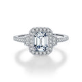 925 Sterling Silver 1ct Emerald Cut Moissanite Art Deco Halo Ring 110200054