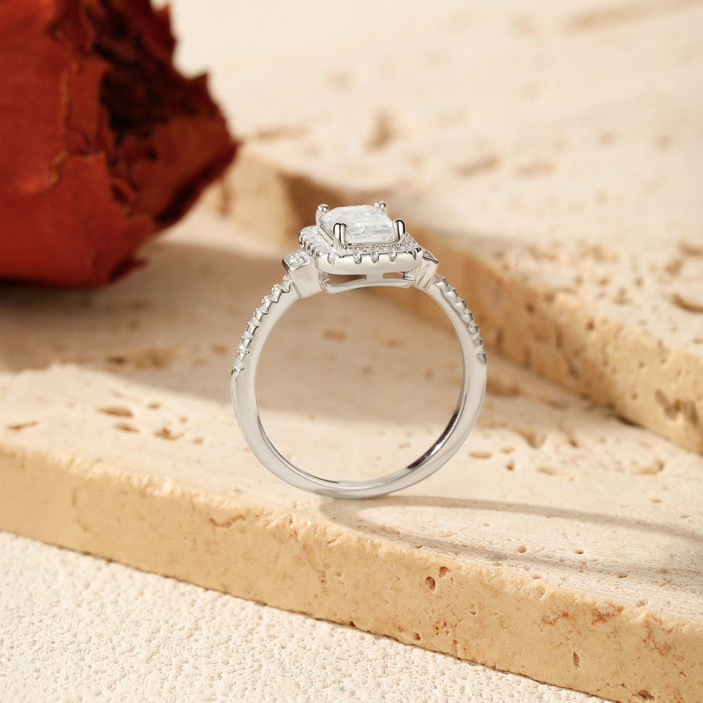 925 Sterling Silver 1ct Moissanite Pavé Engagement Ring 110200053