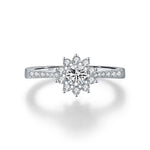925 Sterling Silver 0.3ct Moissanite Floral Halo Ring 110200056