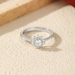 925 Sterling Silver 0.3ct Moissanite Floral Halo Ring 110200056