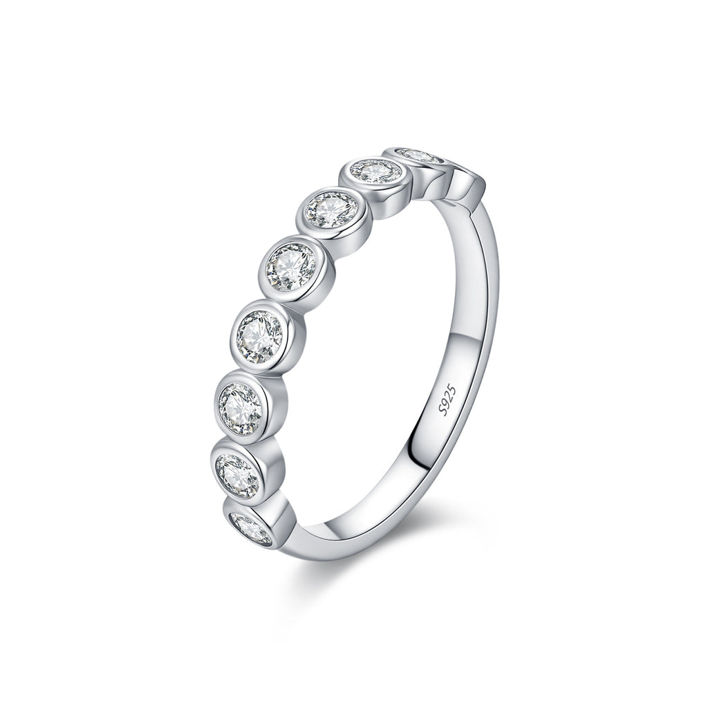 925 Sterling Silver Moissanite Bubble Eternity Band Ring 110200057