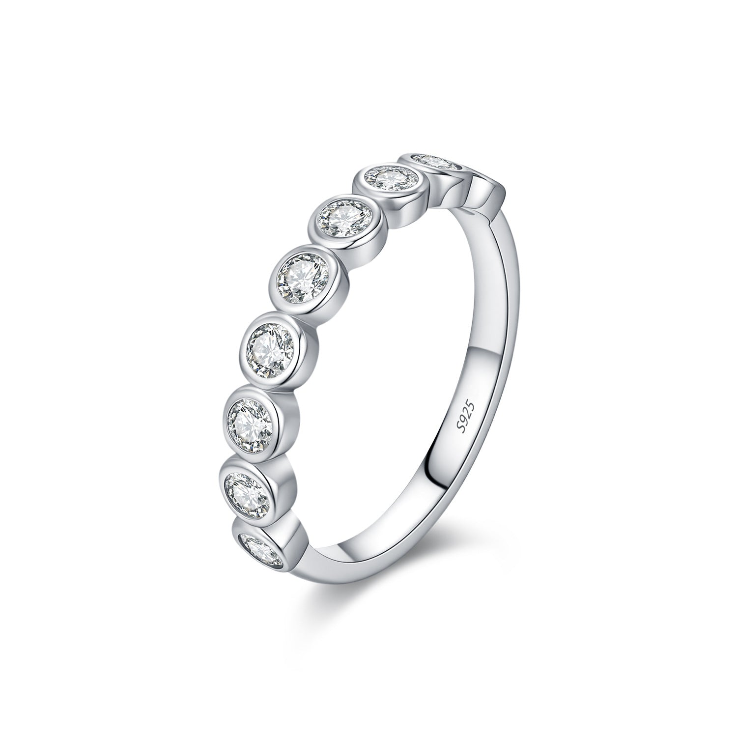 925 Sterling Silver Moissanite Bubble Eternity Band Ring 110200057