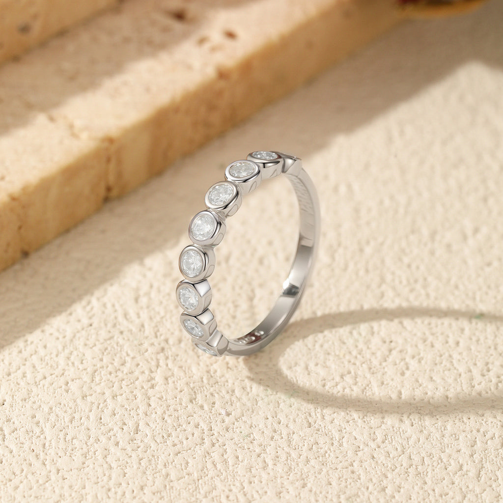 925 Sterling Silver Moissanite Bubble Eternity Band Ring 110200057