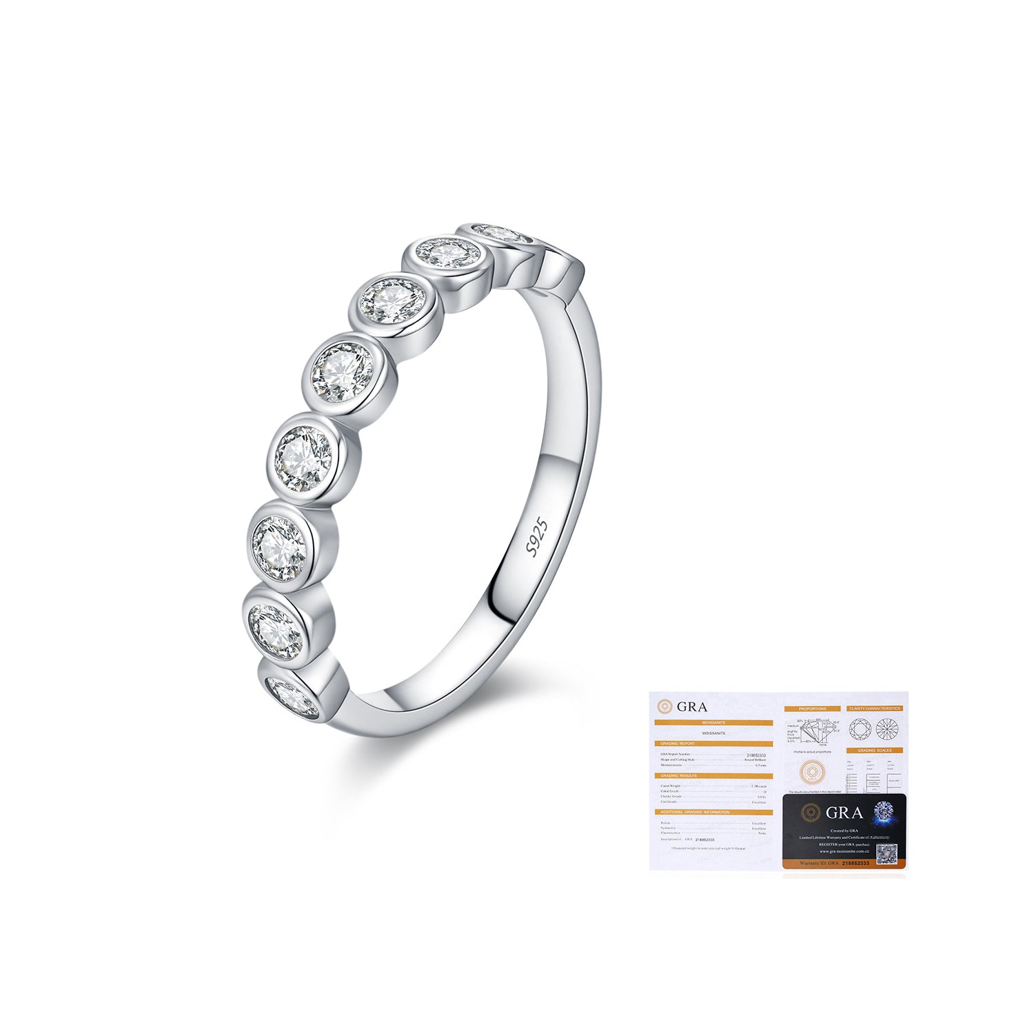 925 Sterling Silver Moissanite Bubble Eternity Band Ring 110200057
