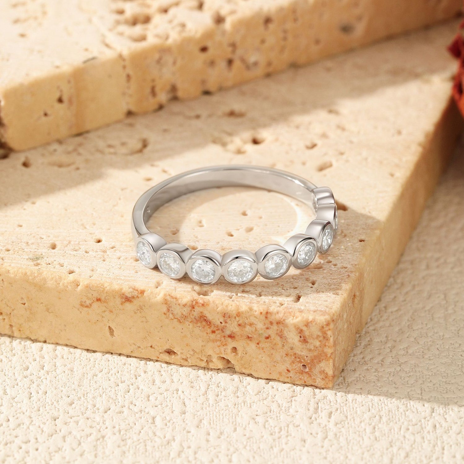 925 Sterling Silver Moissanite Bubble Eternity Band Ring 110200057