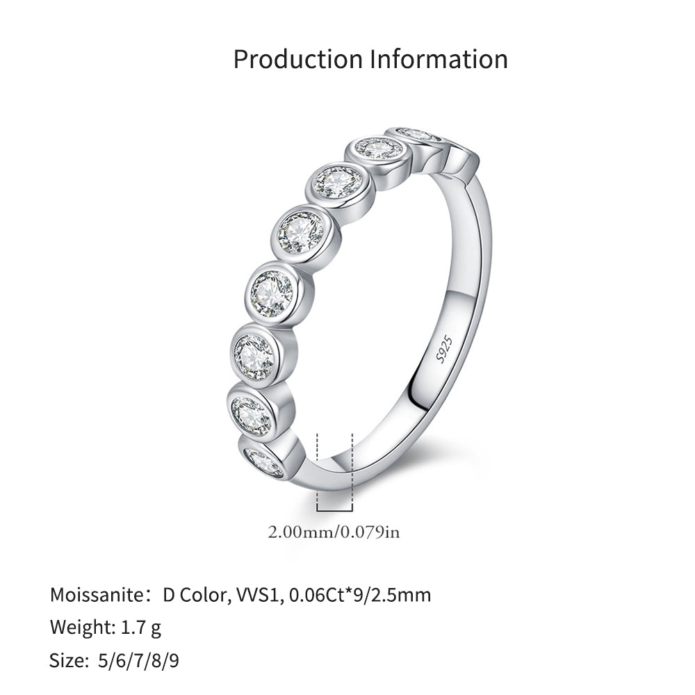 925 Sterling Silver Moissanite Bubble Eternity Band Ring 110200057