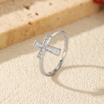 925 Sterling Silver Moissanite Cross Ring 110200058
