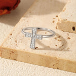 925 Sterling Silver Moissanite Cross Ring 110200058