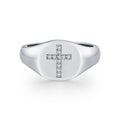 925 Sterling Silver Moissanite Cross Signet Ring 110200060