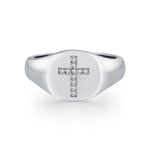 925 Sterling Silver Moissanite Cross Signet Ring 110200060
