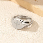 925 Sterling Silver Moissanite Cross Signet Ring 110200060