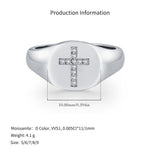 925 Sterling Silver Moissanite Cross Signet Ring 110200060