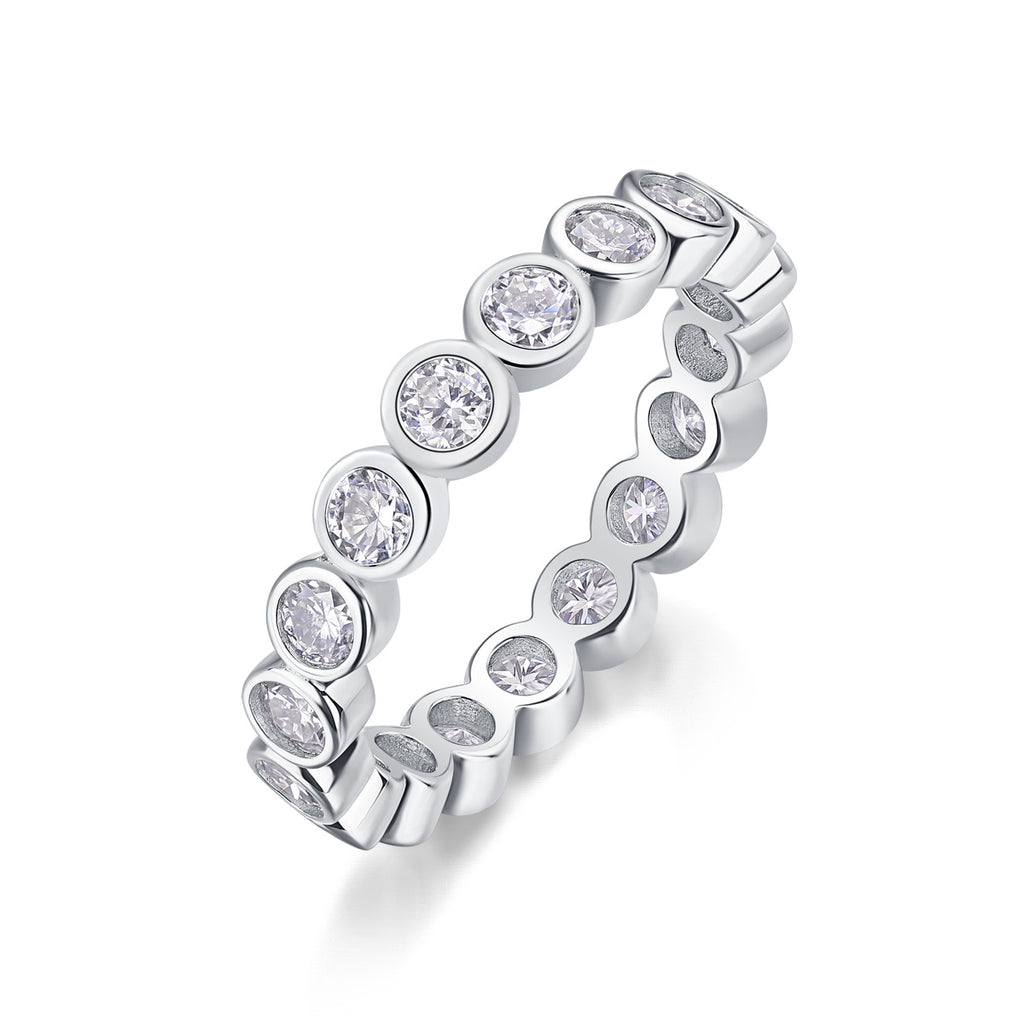 925 Sterling Silver Bezel Set Moissanite Bubble Eternity Ring 110200063