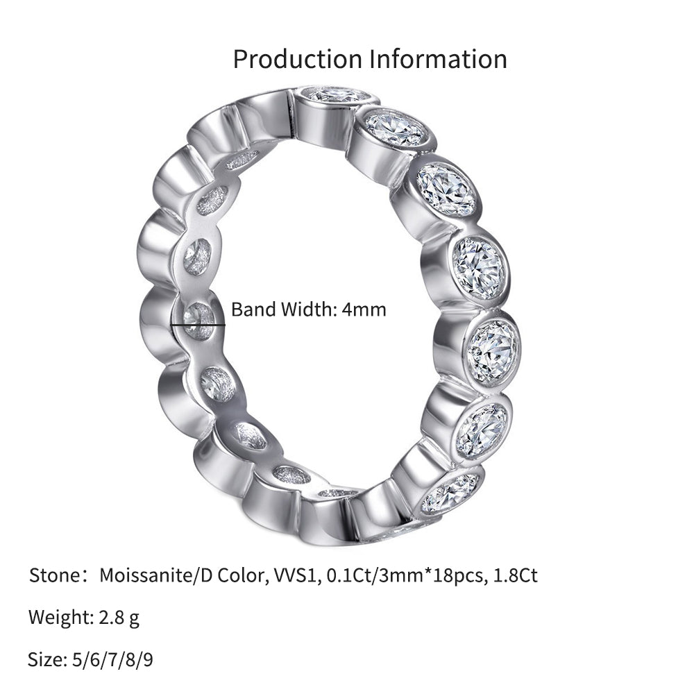 925 Sterling Silver Bezel Set Moissanite Bubble Eternity Ring 110200063
