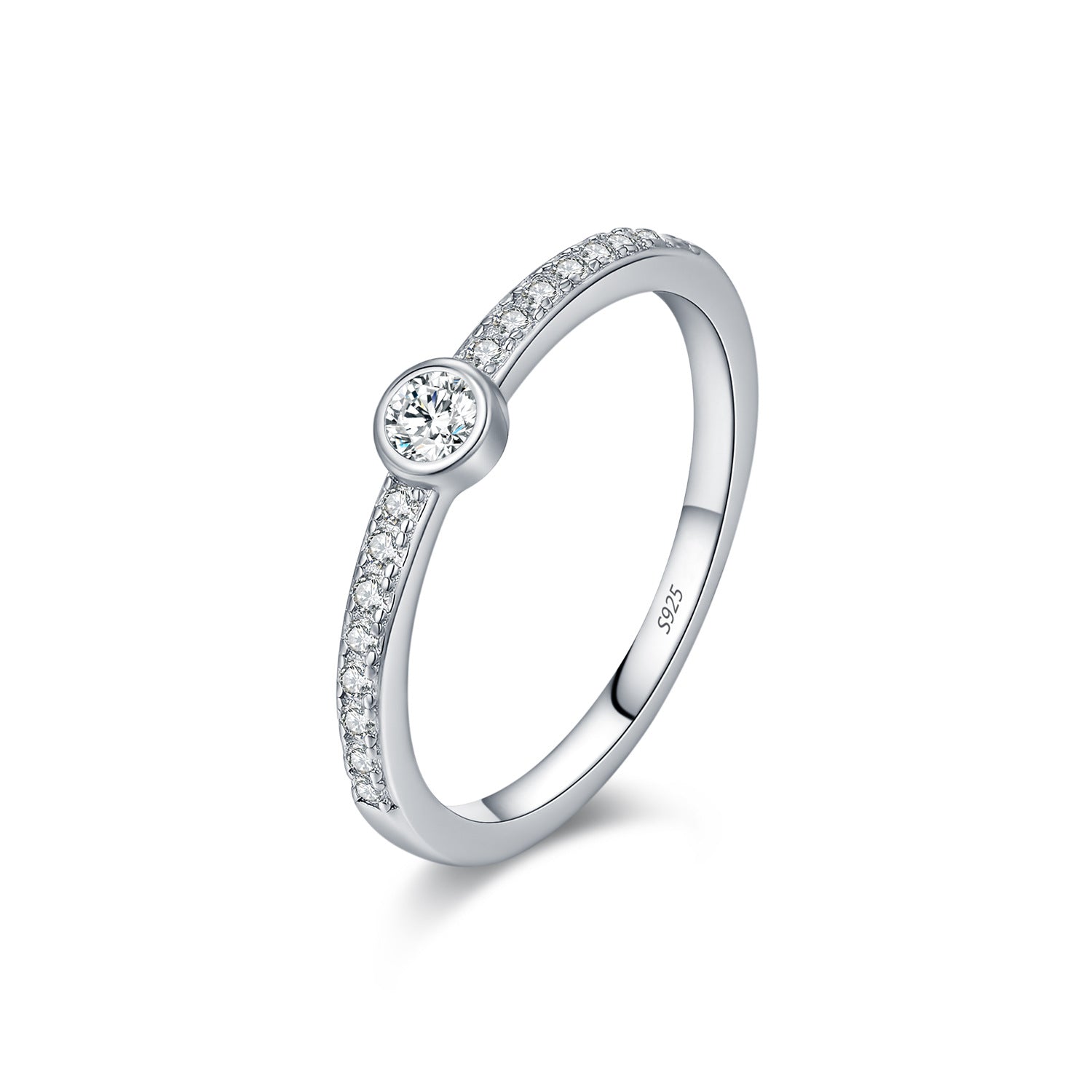 925 Sterling Silver Bezel Set Moissanite Bubble Band Ring 110200065