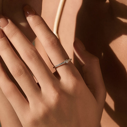 925 Sterling Silver Bezel Set Moissanite Bubble Band Ring 110200065