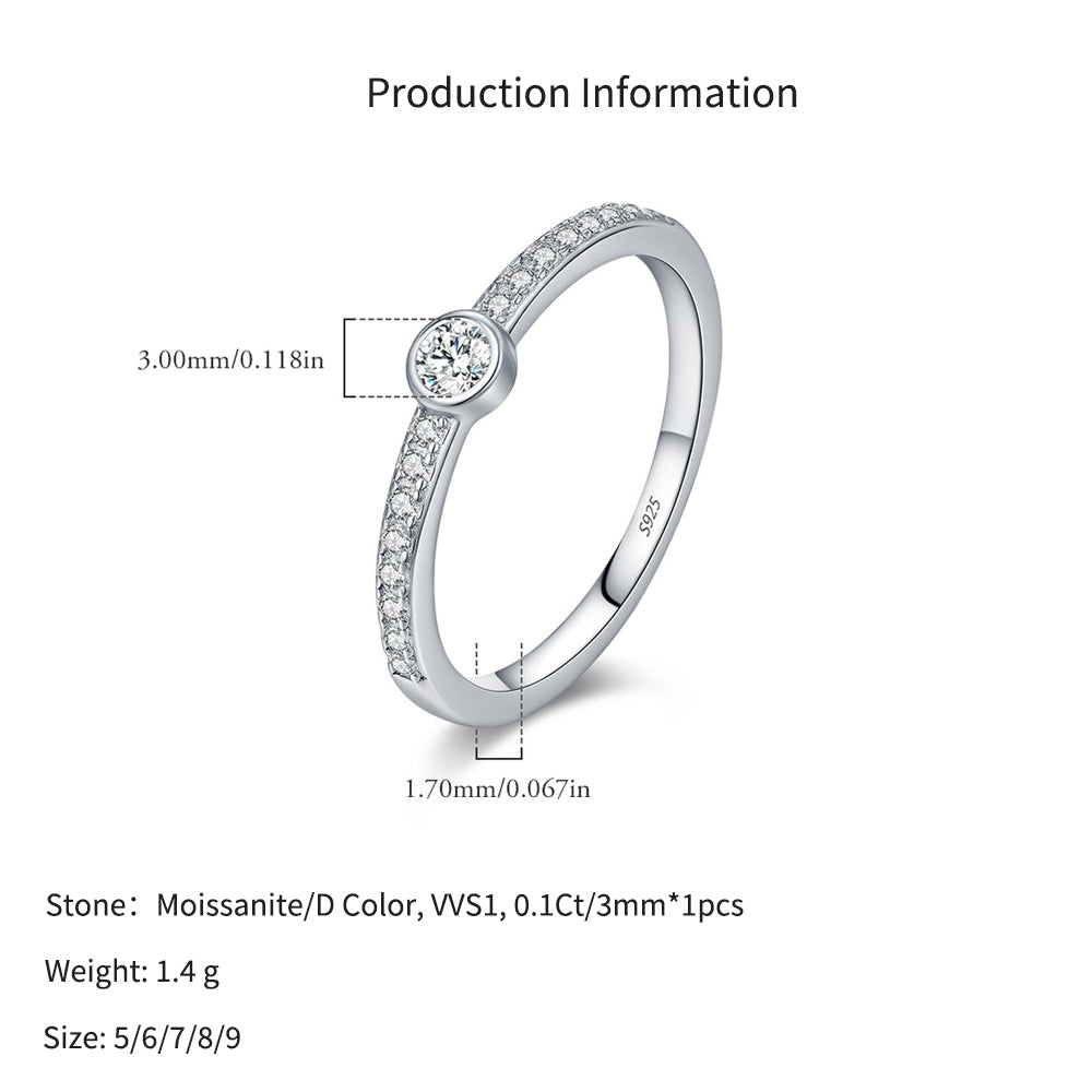 925 Sterling Silver Bezel Set Moissanite Bubble Band Ring 110200065