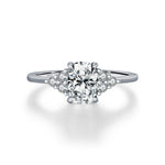 925 Sterling Silver 1ct Oval Moissanite Cluster Engagement Ring 110200066