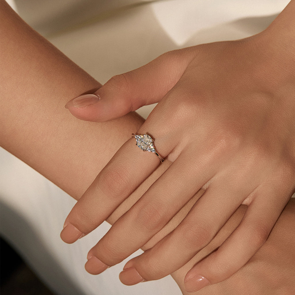 925 Sterling Silver 1ct Oval Moissanite Cluster Engagement Ring 110200066
