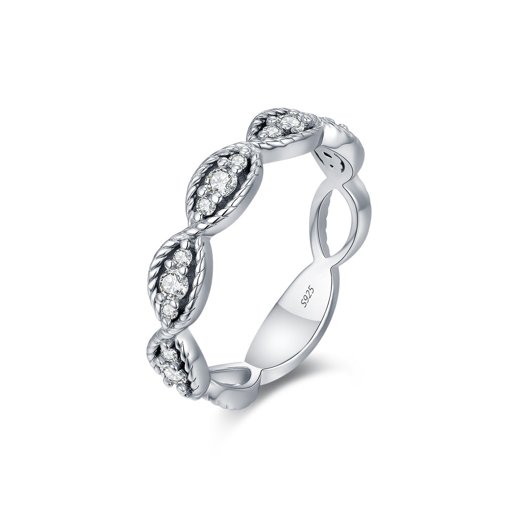 925 Sterling Silver Vintage Twisted Moissanite Band Ring 110200067