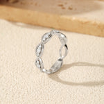 925 Sterling Silver Vintage Twisted Moissanite Band Ring 110200067