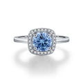 925 Sterling Silver 1ct Klein Blue Moissanite Halo Ring 110200068