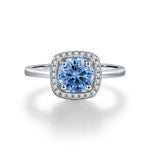 925 Sterling Silver 1ct Klein Blue Moissanite Halo Ring 110200068