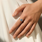 925 Sterling Silver 1ct Klein Blue Moissanite Halo Ring 110200068