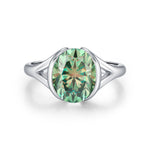 925 Sterling Silver 3ct Green Oval Moissanite Bezel Ring 110200078