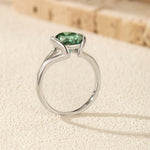 925 Sterling Silver 3ct Green Oval Moissanite Bezel Ring 110200078
