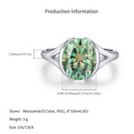 925 Sterling Silver 3ct Green Oval Moissanite Bezel Ring 110200078