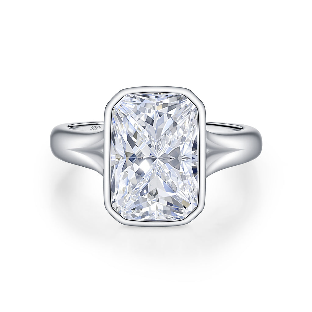 925 Sterling Silver 4.5ct Radiant Cut Moissanite Bezel Ring 110200080