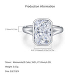 925 Sterling Silver 4.5ct Radiant Cut Moissanite Bezel Ring 110200080