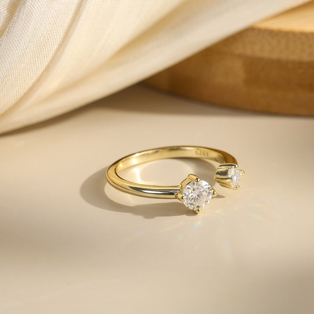 925 Sterling Silver Moissanite Open Toi et Moi Ring 110200083