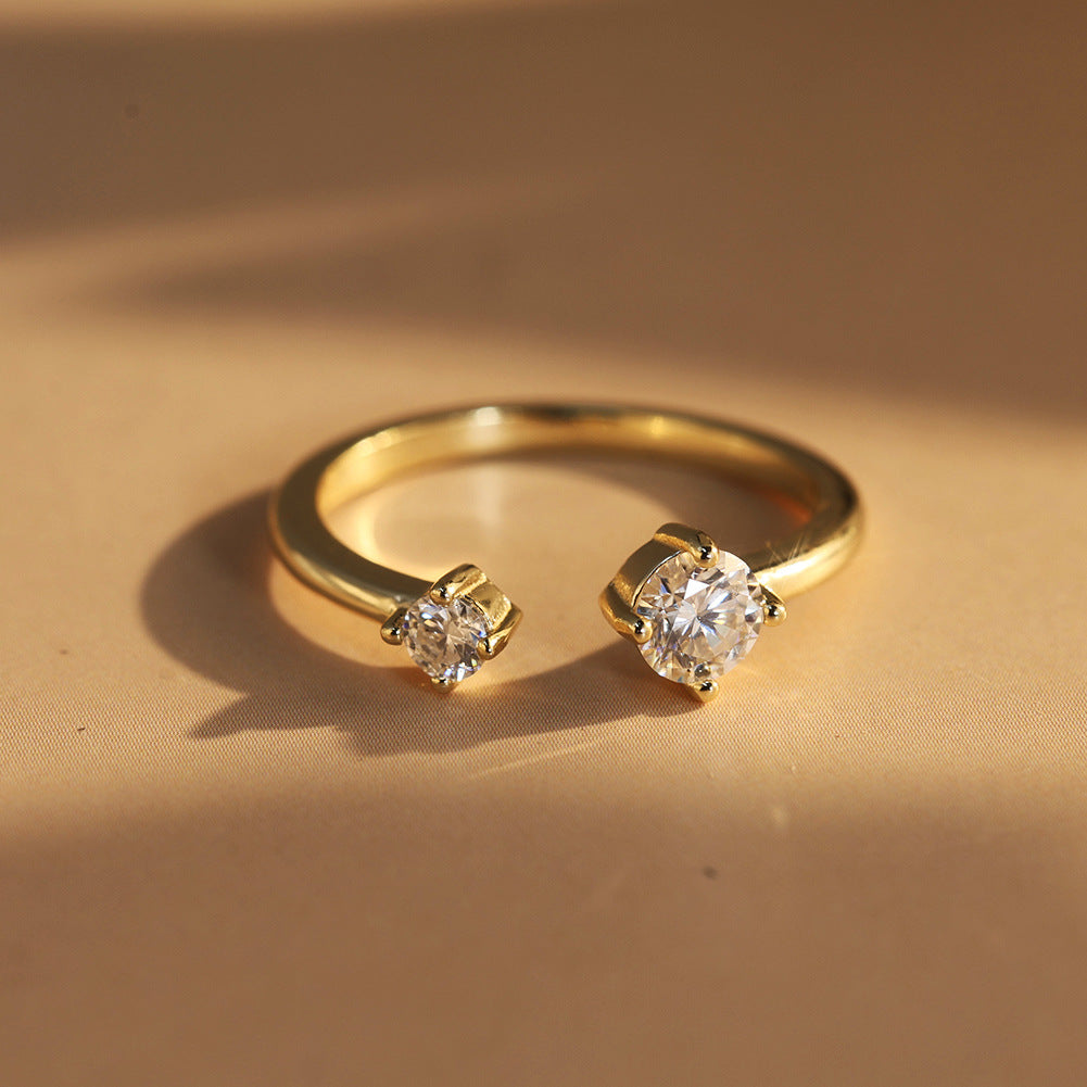 925 Sterling Silver Moissanite Open Toi et Moi Ring 110200083