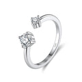 925 Sterling Silver Moissanite Open Toi et Moi Ring 110200083