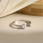 925 Sterling Silver Moissanite Open Toi et Moi Ring 110200083