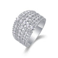 925 Sterling Silver Multi-Row Moissanite Statement Band Ring 110200084