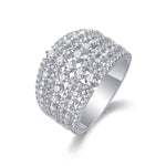 925 Sterling Silver Multi-Row Moissanite Statement Band Ring 110200084